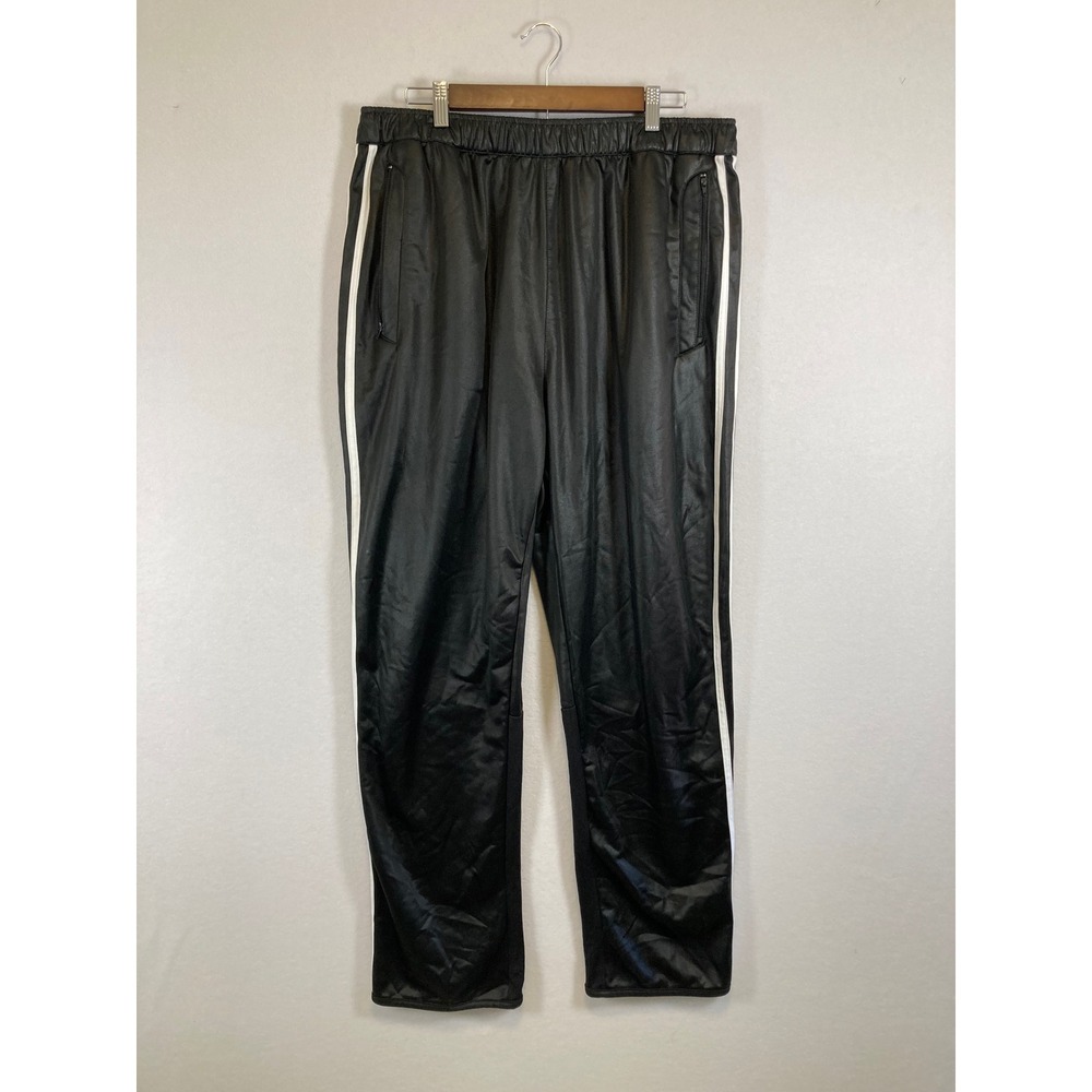 Streetwear Maxi Milian Mens 4XL Black Shiny Striped Athletic Track Jogger Pants